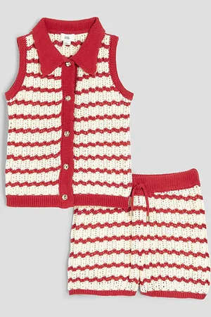 River Island Girls Stripe Polo Shirt Set