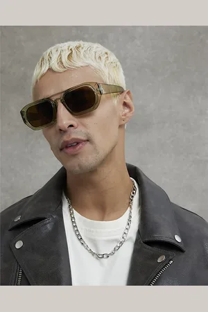 River Island Mens Square Metal Brow Bar Sunglasses