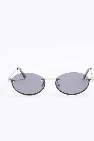 River Island Mens Rimless Metal Oval Sunglasses