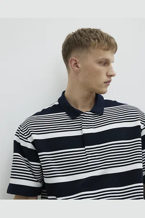 River Island Mens Boxy Fit Stripe Short Sleeve Polo Shirt