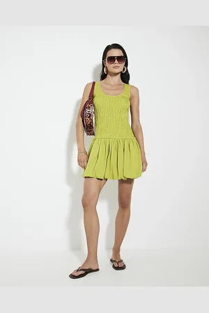 River Island Womens Bubble Hem Shirred Mini Dress
