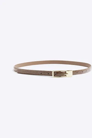 River Island Womens Rectangular Buckle Skinny Belt