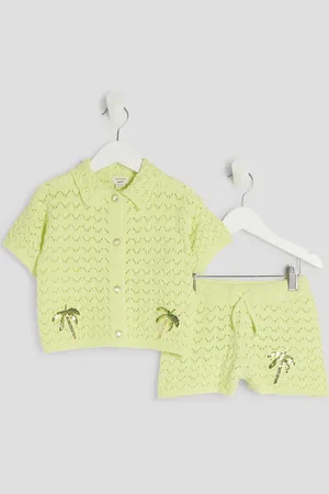 River Island Mini Girls Revere Palm Tree Shirt Set