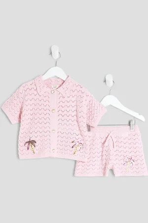 River Island Mini Girls Crochet Palm Tree Shirt Set