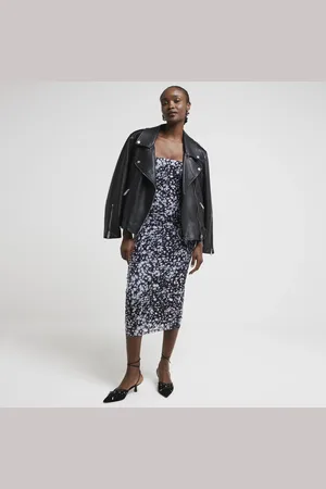 River Island Womens Mesh Ruched Bandeau Midi Dress