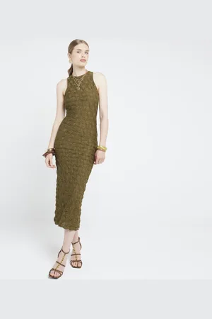 River Island Womens Textured Bodycon Midi Dress