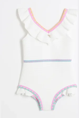 River Island Mini Girls Frilled Whipstitch Swimsuit