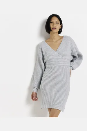 kind society River Island Womens Knit Long Sleeve Jumper Mini Dress