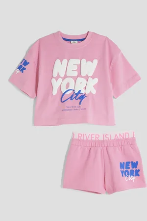 River Island Girls Nyc Runner Shorts Set