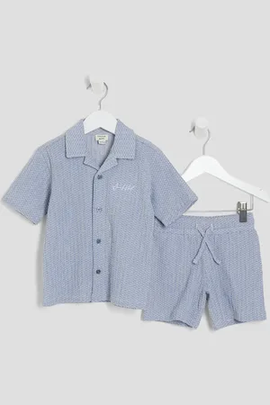 River Island Mini Boys Plisse Textured Shirt Set