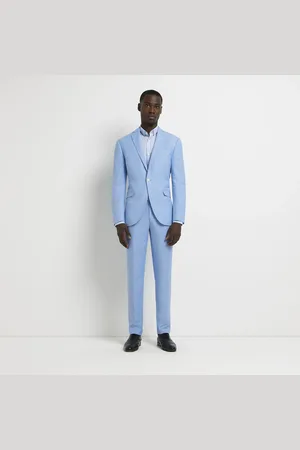 River Island Mens Skinny Fit Linen Blend Smart Trousers