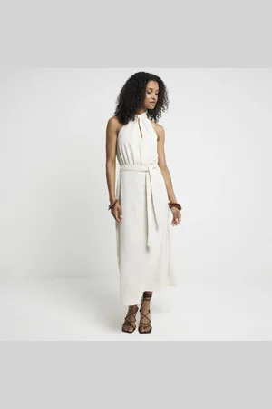 River Island Womens Belted Halter Neck Bodycon Midi Dress