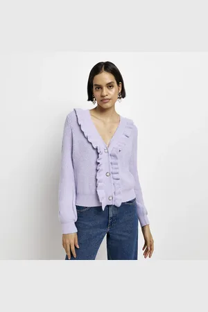 kind society River Island Womens Knitted Frill Cardigan