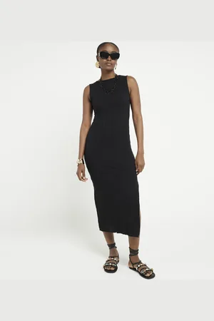 River Island Womens Crochet Open Back Bodycon Midi Dress