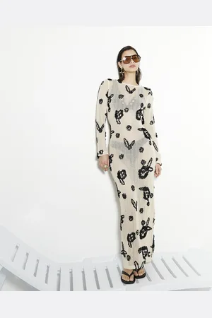 River Island Womens Embroidered Crochet Maxi Dress