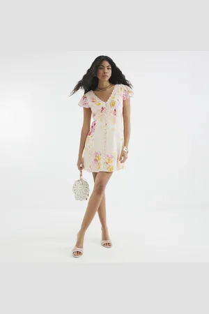 River Island Womens Angel Sleeve Floral Mini Dress