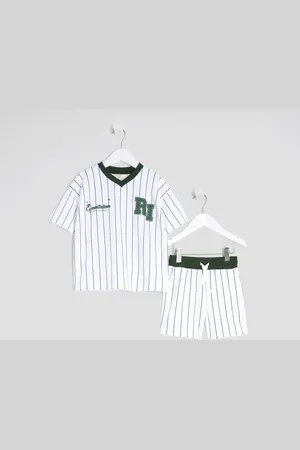 River Island Mini Boys Striped Baseball T-Shirt Set