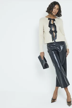 River Island Womens Long Sleeved Metallic Bow Cardigan