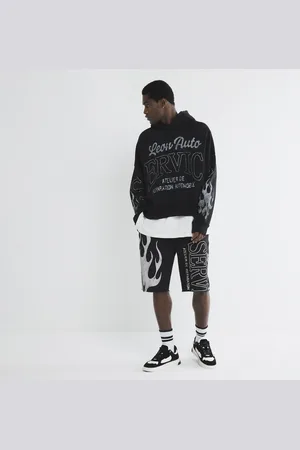 River Island Mens Oversized Auto Service Hoodie
