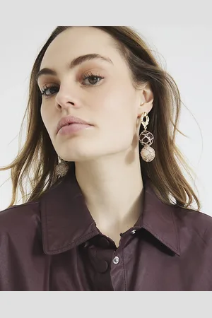 River Island Womens Thread Ball Drop Earrings