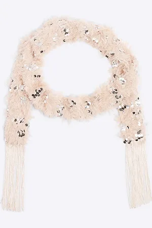 River Island Womens Feather Sequin Skinny Scarf