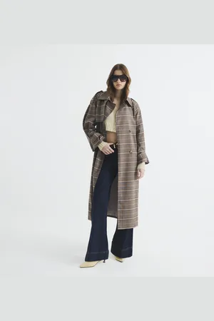River Island Womens Check Belted Trench Coat