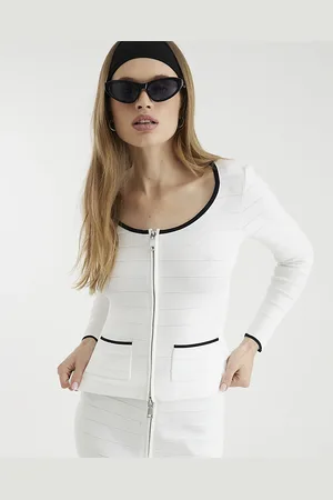 River Island Womens Scoop Neck Zip Up Cardigan