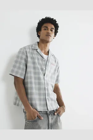 River Island Mens Check Palais Dept Short Sleeve Shirt