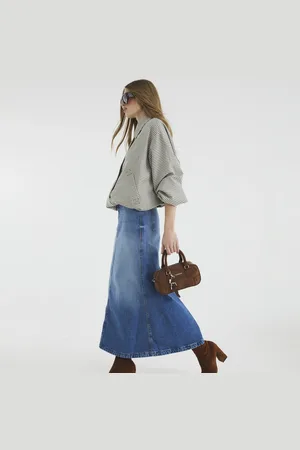 River Island Womens Denim A-Line Maxi Skirt