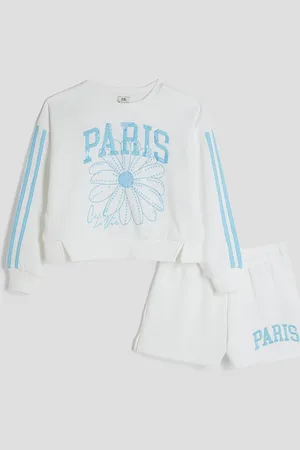 River Island Girls Paris Sweatshirt And Shorts Set