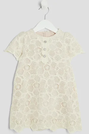River Island Mini Girls Lace Button Front Dress