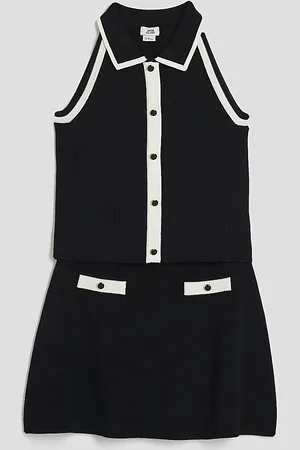 River Island Girls Button Top And Skirt Set