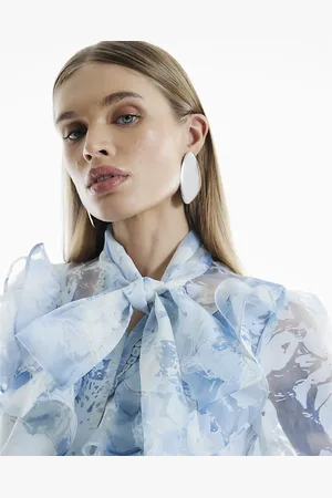 River Island Womens Floral Print Tie Neck Shirt