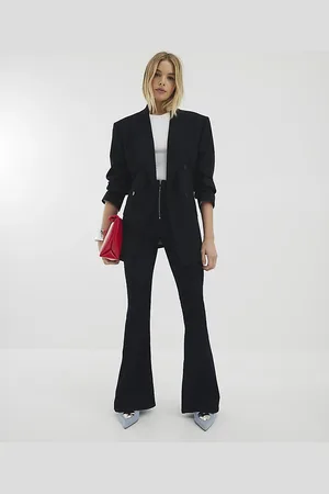 River Island Womens High Rise Seamed Flare Jeans