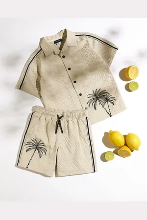 River Island Boys Palm Embroidered Swim Shorts Set