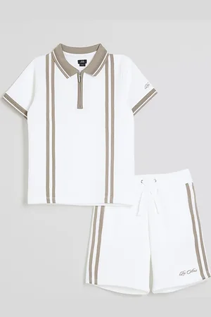 River Island Boys Textured Stripe Polo Set