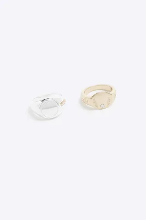 River Island Mens 2 Pack Mixed Metal Rings