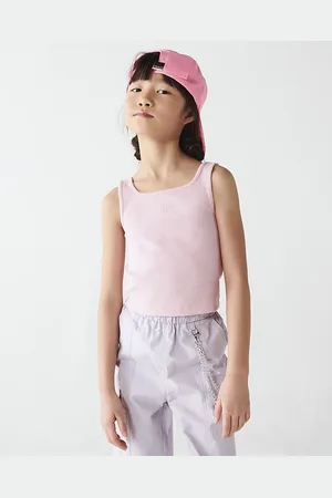 kind society River Island Girls Rib Embroidered Logo Crop Vest