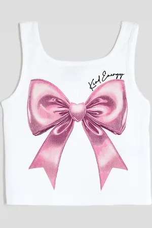 River Island Girls Pink Bow Tank Top
