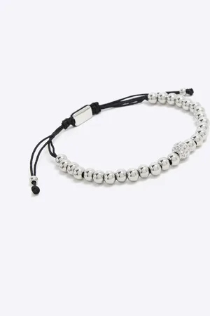 River Island Mens Rhinestone Ball Adjustable Bracelet