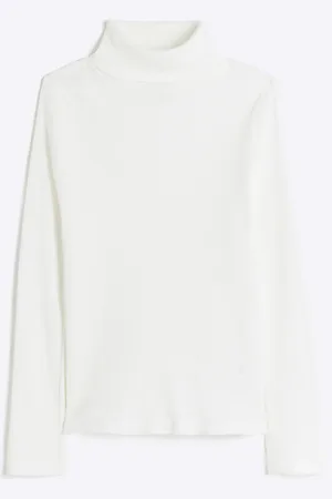 River Island Girls Rib Roll Neck Long Sleeve Top