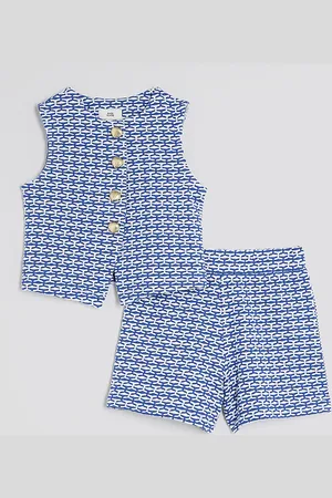 River Island Girls Geometric Button Through Set