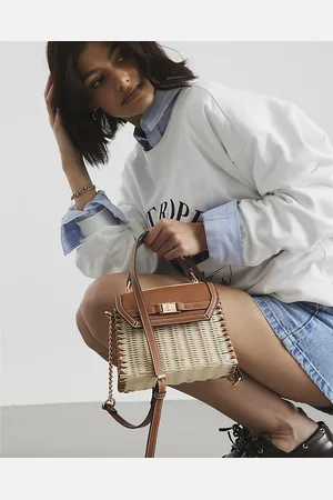 River Island Womens Raffia Mini Tote Cross Body Bag