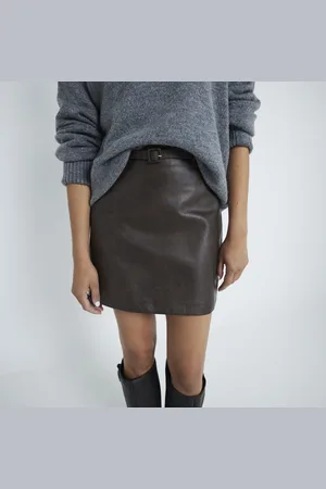 River Island Womens Belted Faux Leather Mini Skirt