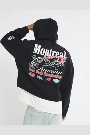 River Island Mens Oversized Fit Montreal Racing Hoodie