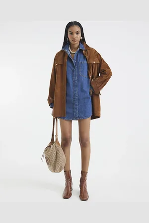 River Island Womens Denim Oversized Mini Shirt Dress