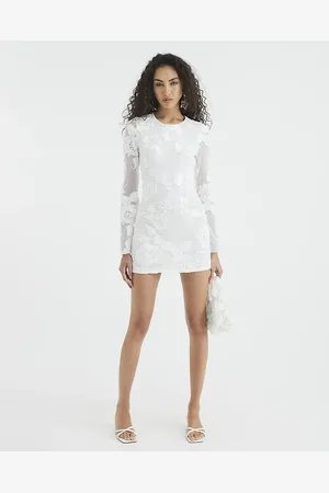 River Island Womens Long Sleeve Floral Mesh Mini Dress
