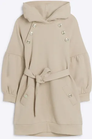 River Island Girls Military Hooded Sweatshirt Dress