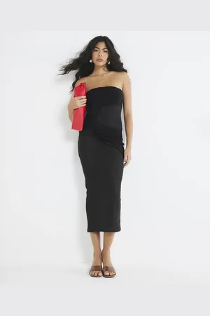River Island Womens Bandeau Mesh Midi Dress