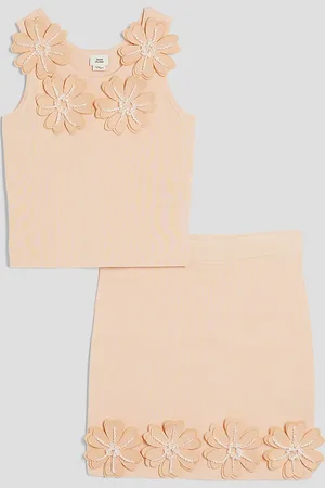 River Island Girls 3D Floral Skirt Set